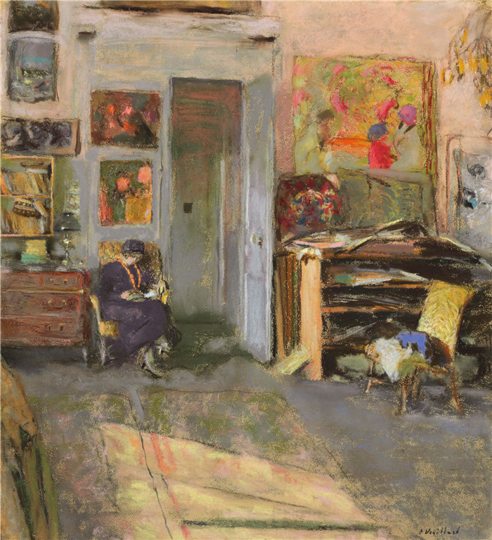 《露西·贝林在工作室》爱德华·维亚尔(Édouard Vuillard)作品- lucie belin dans latelier