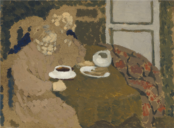 《两位饮咖啡的女子》爱德华·维亚尔(Édouard Vuillard)作品- Two Women Drinking Coffee