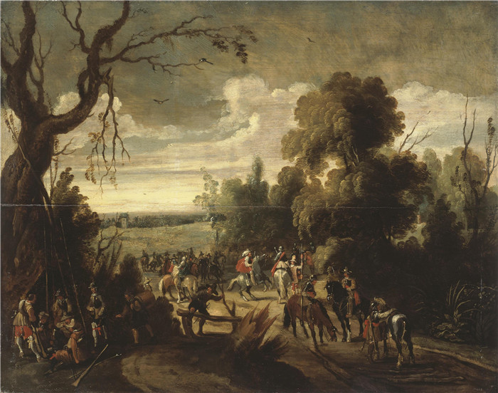 塞巴斯蒂安·弗兰克斯（Sebastian Vrancx）的画作-其他骑兵 Rest of Cavalrymen (ca.1618)