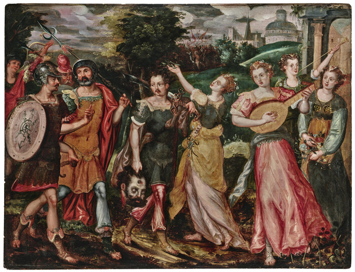 《大卫的胜利》马尔滕·德·沃斯（Maerten de Vos）的绘画-Triumph of David