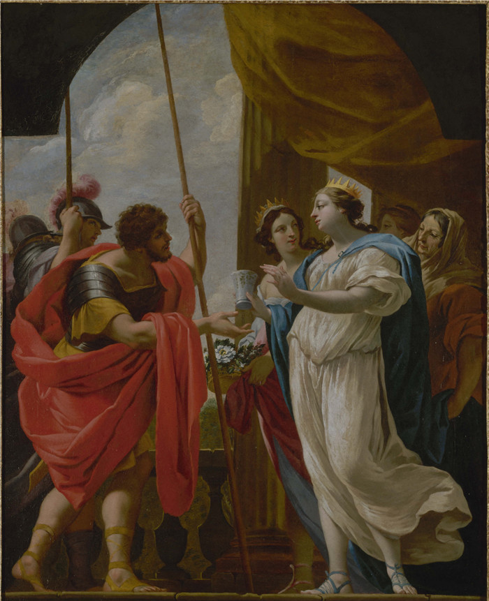 海伦将波吕达玛妮女王的药水递给墨涅拉俄斯 Hélène offrant à Ménélas la potion de la reine Polydamne