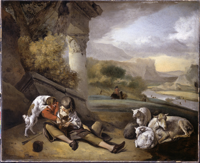 扬·维尼克斯（Jan Weenix）油画-牧羊童Landscape with Shepherd Boy