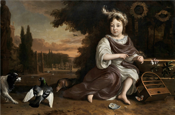 《奥兰治亲王与鸟笼》扬·维尼克斯（Jan Weenix）油画-Prinz von Oranien mit Vogelkäfig