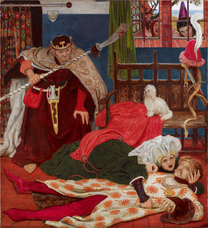 《特里斯特拉姆爵士之死》福特·马多克斯·布朗（Ford Madox Brown）作品-Death of Sir Tristram