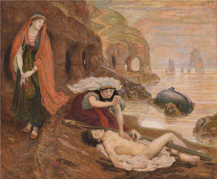 《海黛发现唐璜》福特·马多克斯·布朗（Ford Madox Brown）作品- The finding of Don Juan by Haidée