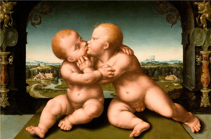 《孩童时期的基督与施洗者约翰》乔斯·范·克莱夫(Joos van Cleve)作品