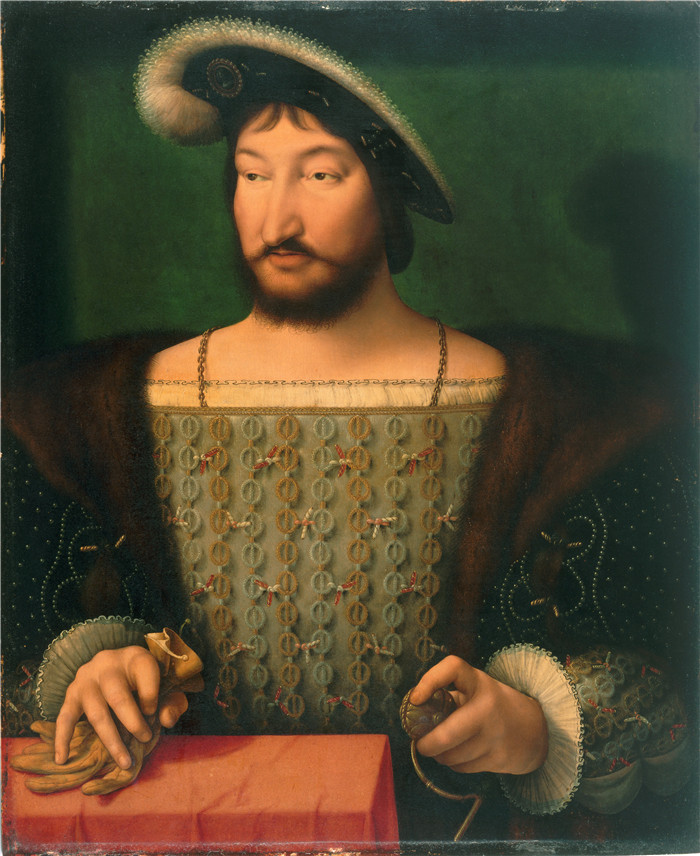 《法国国王弗朗西斯一世的肖像》乔斯·范·克莱夫(Joos van Cleve)作品-Portrait of Francis I
