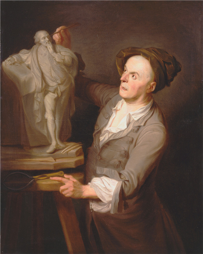 阿德里安·卡彭蒂耶斯（Adrien Carpentiers）油画-路易-弗朗索瓦·鲁比亚克为莎士比亚塑像