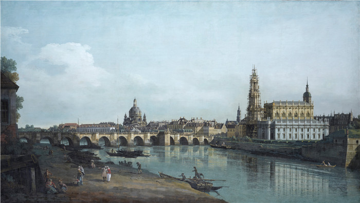 贝尔纳多·贝洛托（Bernardo Bellotto）油画-从奥古斯特桥下的易北河右岸眺望德累斯顿