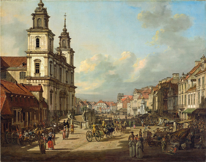Bernardo Bellotto油画-华沙圣十字教堂Church of the Holy Cross in Warsaw