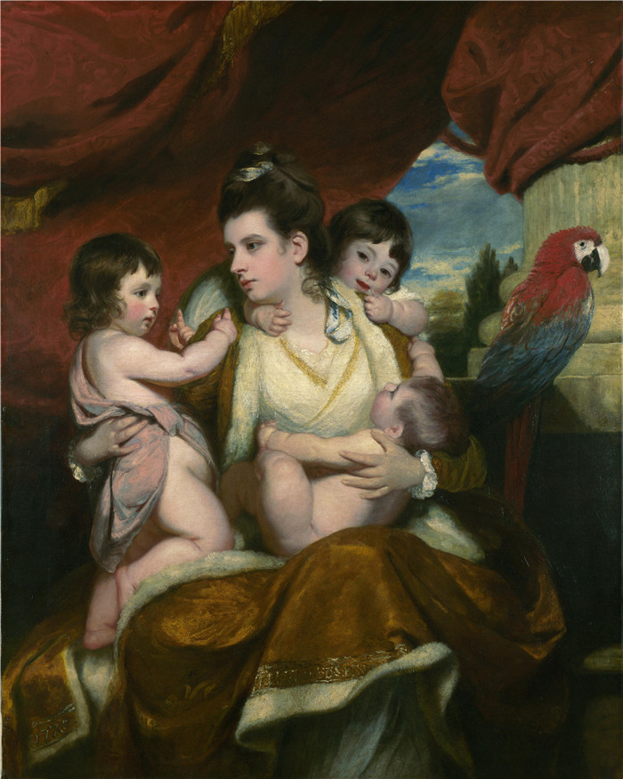 约书亚·雷诺兹(Joshua Reynolds)作品-考克本夫人和她的三个大儿子