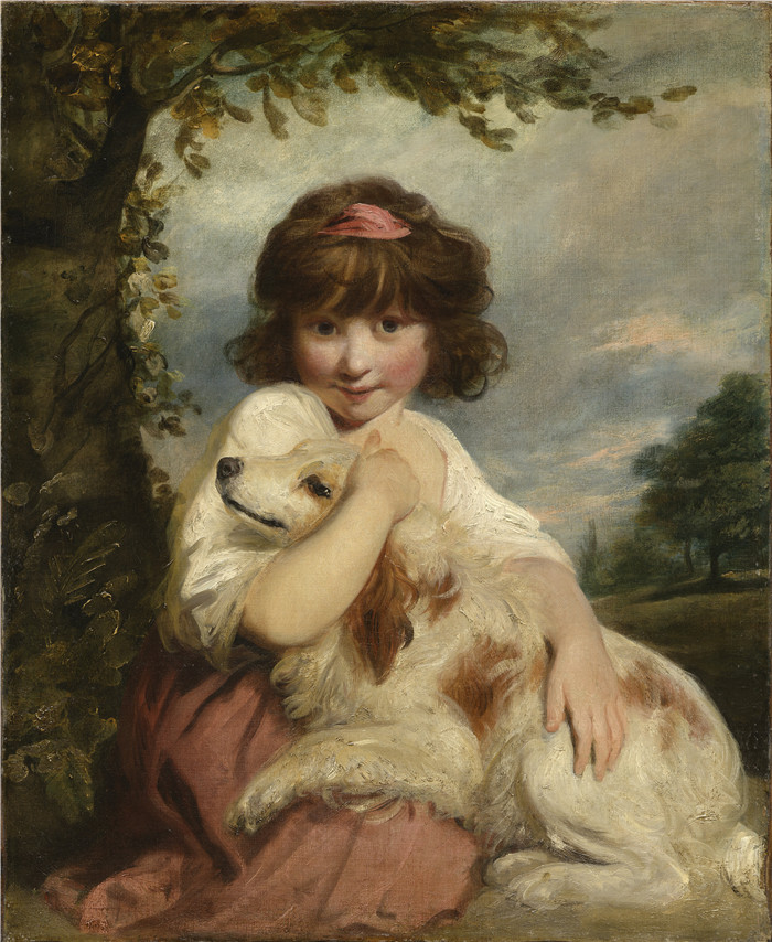 约书亚·雷诺兹(Joshua Reynolds)作品-一个年轻女孩和她的狗