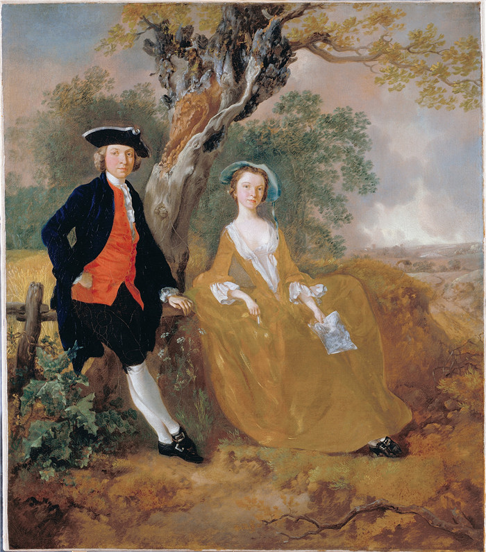 托马斯·庚斯博罗(Thomas Gainsborough)高清作品-风景中的一对夫妇