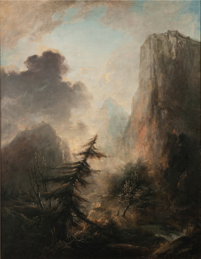 埃里亚斯·马丁(Elias Martin)油画-浪漫的云杉风景Romantic Landscape with Spruce