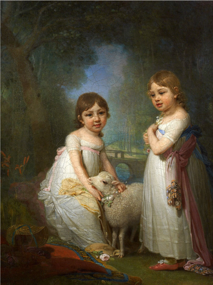 弗拉基米尔·博罗维科夫斯基(Vladimir Borovikovsky)画作-抱羊羔的孩子Children with lamb