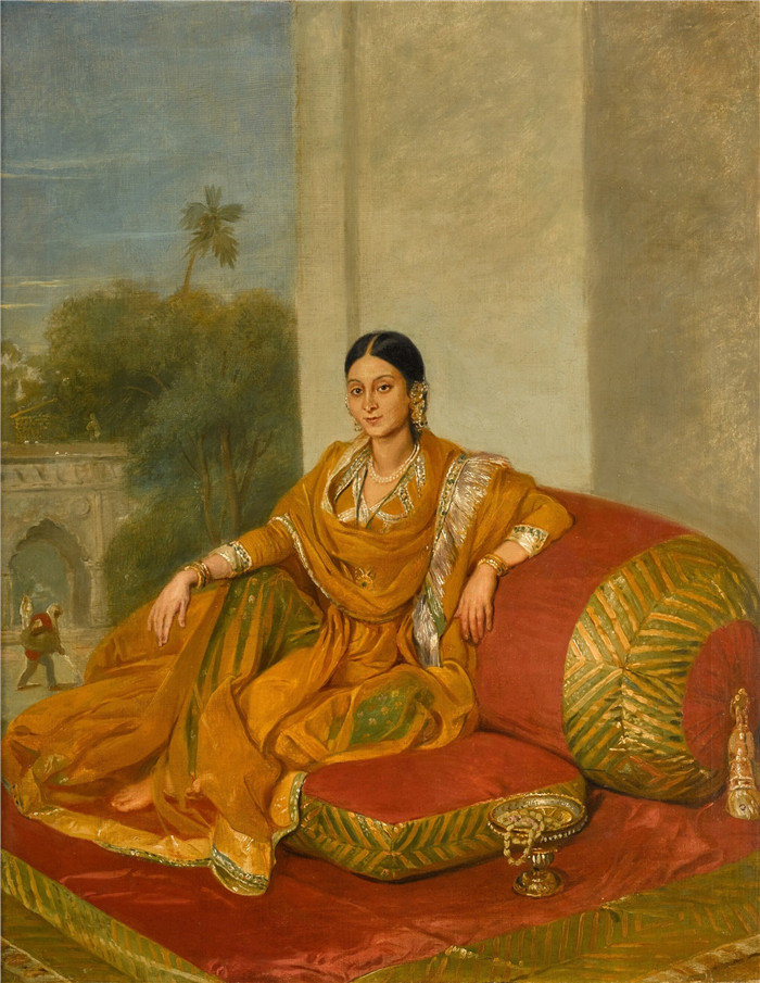 亚瑟·威廉·德维斯(Arthur William Devis)画作-印度女士肖像