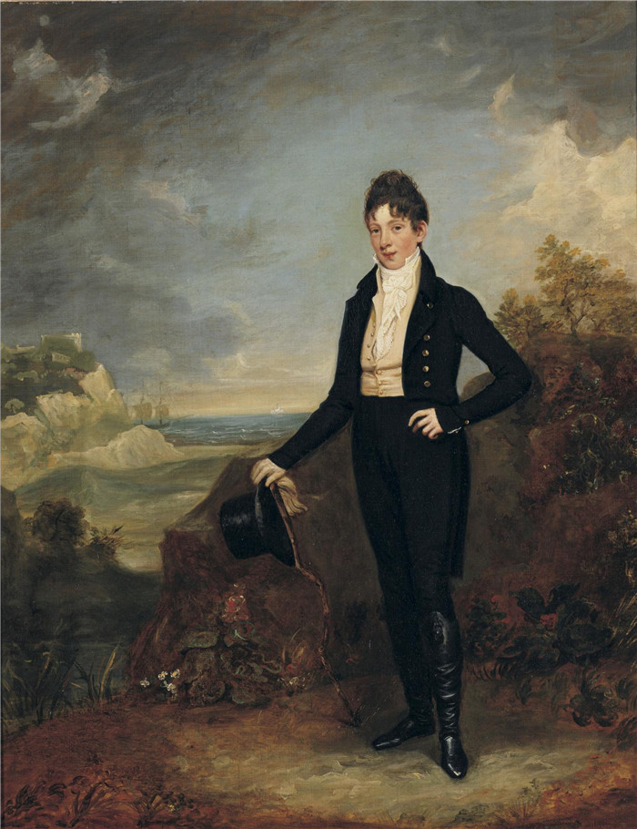 亚瑟·威廉·德维斯(Arthur William Devis)画作-绅士肖像Portrait of a Gentleman