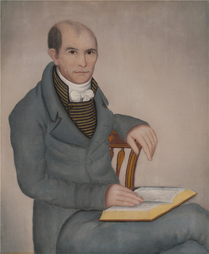 安米·菲利普斯（Ammi Phillips）油画-威尔伯·谢尔曼Wilbur Sherman (1776-1856)