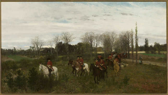 马克西米利安·吉尔姆斯基(Maksymilian Gierymski)作品-出发狩猎Departure for hunting