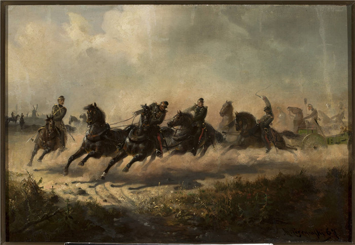 马克西米利安·吉尔姆斯基(Maksymilian Gierymski)作品-炮兵冲锋Artillery charge
