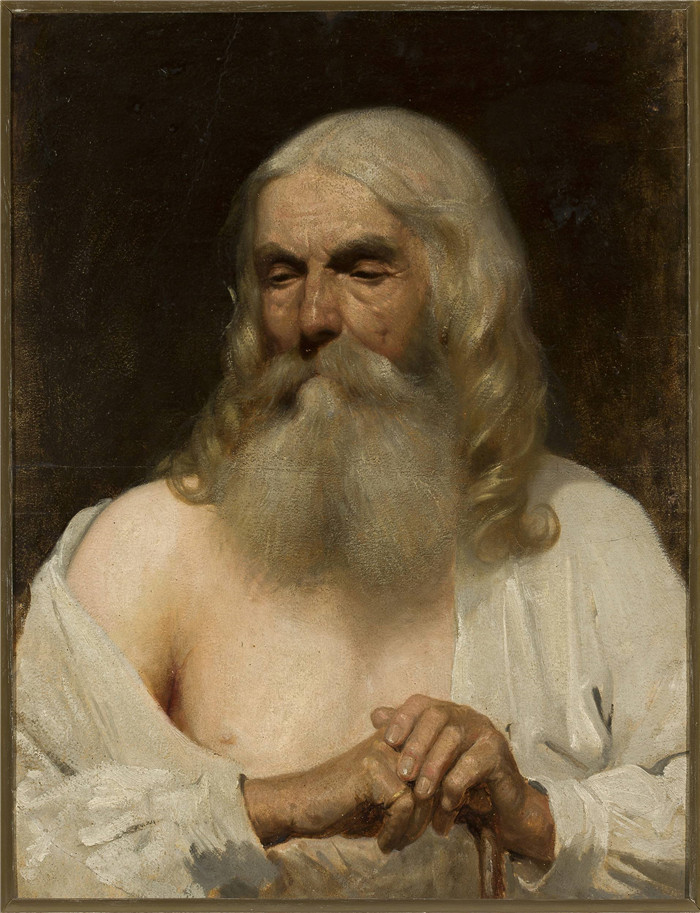 马克西米利安·吉尔姆斯基(Maksymilian Gierymski)作品-一位老人的半身像 Bust of an old man