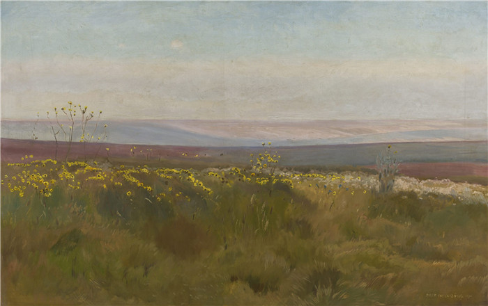 《波德利亚景观》约瑟夫·切尔蒙斯基(Józef Chełmoński)画作-Landscape from Podolia