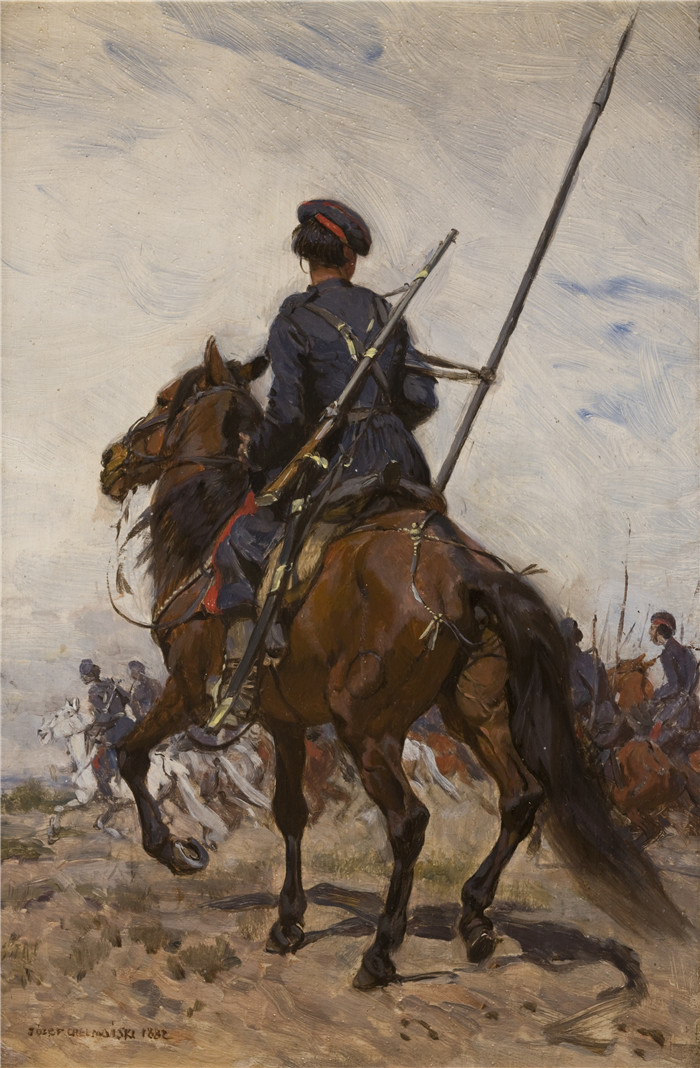 约瑟夫·切尔蒙斯基(Józef Chełmoński)画作-哥萨克 A Cossack
