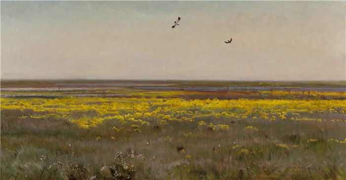 约瑟夫·切尔蒙斯基(Józef Chełmoński)画作-黄花九轮草Cowslips