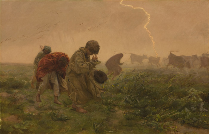 约瑟夫·切尔蒙斯基(Józef Chełmoński)画作-雷暴Thunderstorm