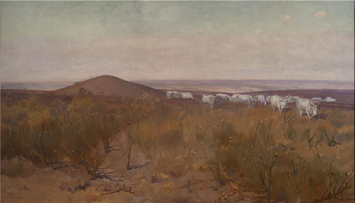 约瑟夫·切尔蒙斯基(Józef Chełmoński)画作-墓地Burial mound