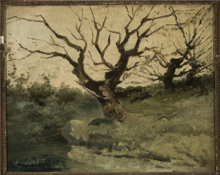 《秋天的风景》约瑟夫·切尔蒙斯基(Józef Chełmoński)画作-Autumn landscape