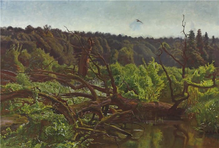 约瑟夫·切尔蒙斯基(Józef Chełmoński)画作-深林Deep forest
