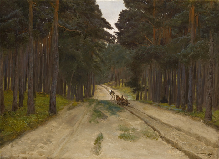 约瑟夫·切尔蒙斯基(Józef Chełmoński)画作-森林卡车Forest Truck