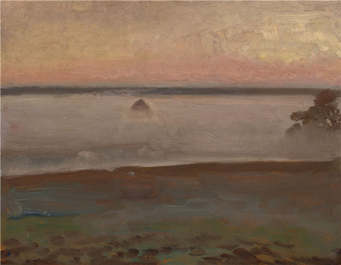 《早晨雾》约瑟夫·切尔蒙斯基(Józef Chełmoński)画作-Mgły poranne 1910