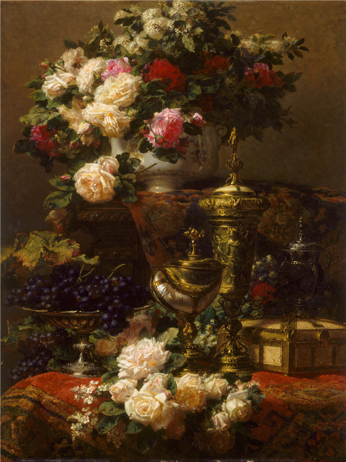 让-巴蒂斯特·罗比（Jean-Baptiste Robie）作品-鲜花和水果Flowers and fruit