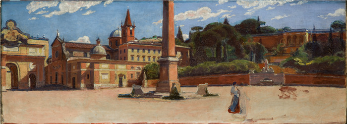 《罗马人民广场》亚历山大·吉列姆斯基 (Aleksander Gierymski)-Piazza del Popolo in Rome