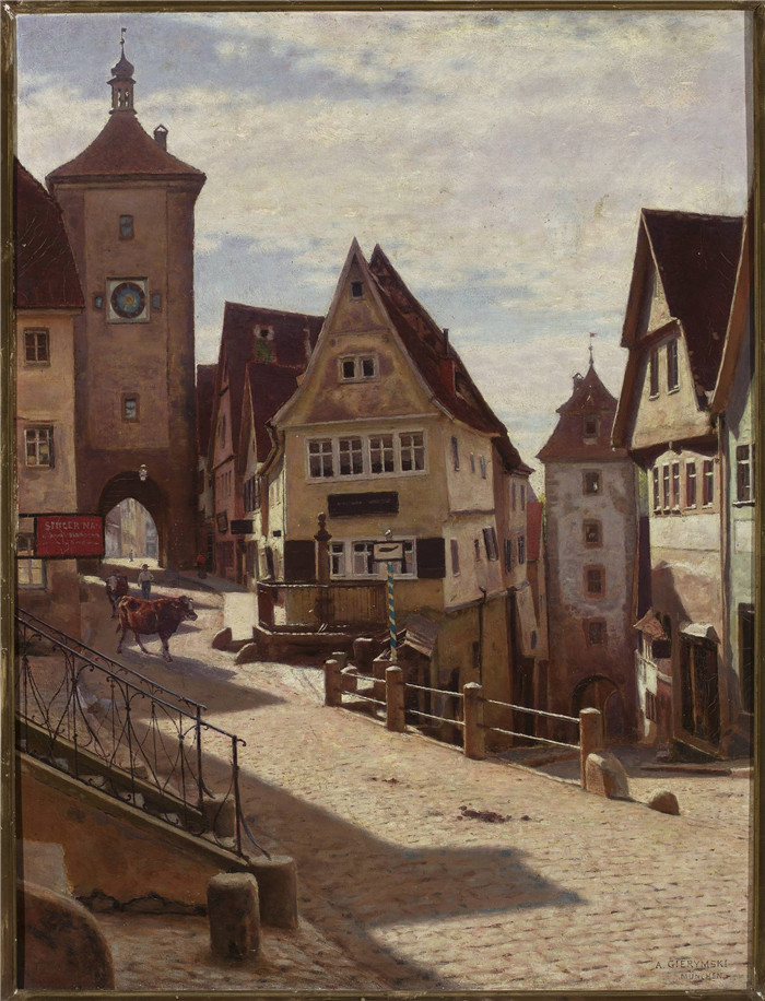 亚历山大·吉列姆斯基 (Aleksander Gierymski)-罗滕堡Am Plönlein in Rothenburg