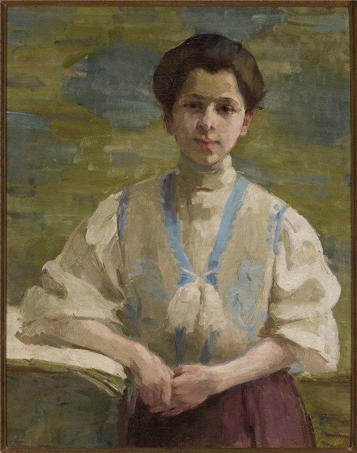 奥尔加·博兹南斯卡 (Olga Boznańska)油画-自画像Self-portrait