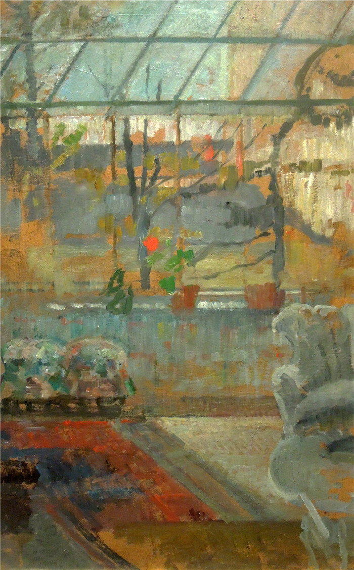 奥尔加·博兹南斯卡 (Olga Boznańska)油画-工作室内部Wnętrze pracowni