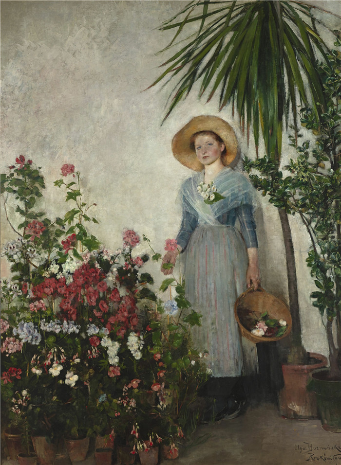 奥尔加·博兹南斯卡 (Olga Boznańska)油画-在橘园In the orangery