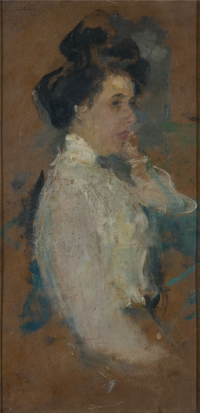 奥尔加·博兹南斯卡 (Olga Boznańska)油画-女性肖像研究Studium portretowe kobiety