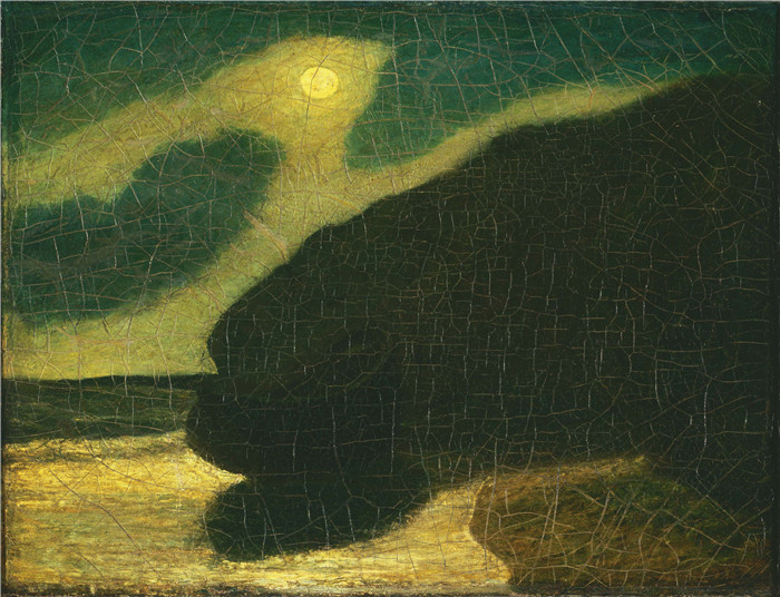 阿尔伯特·平克汉姆·莱德(Albert Pinkham Ryder)油画-月光湾Moonlit Cove