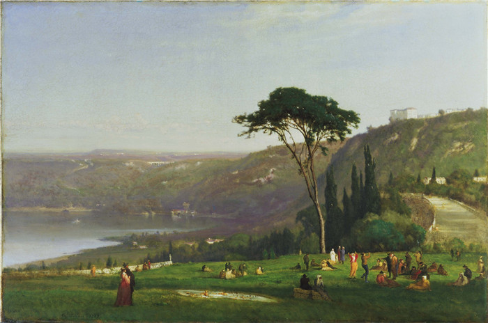 乔治·英尼斯（George Inness）油画-阿尔巴诺湖Lake Albano