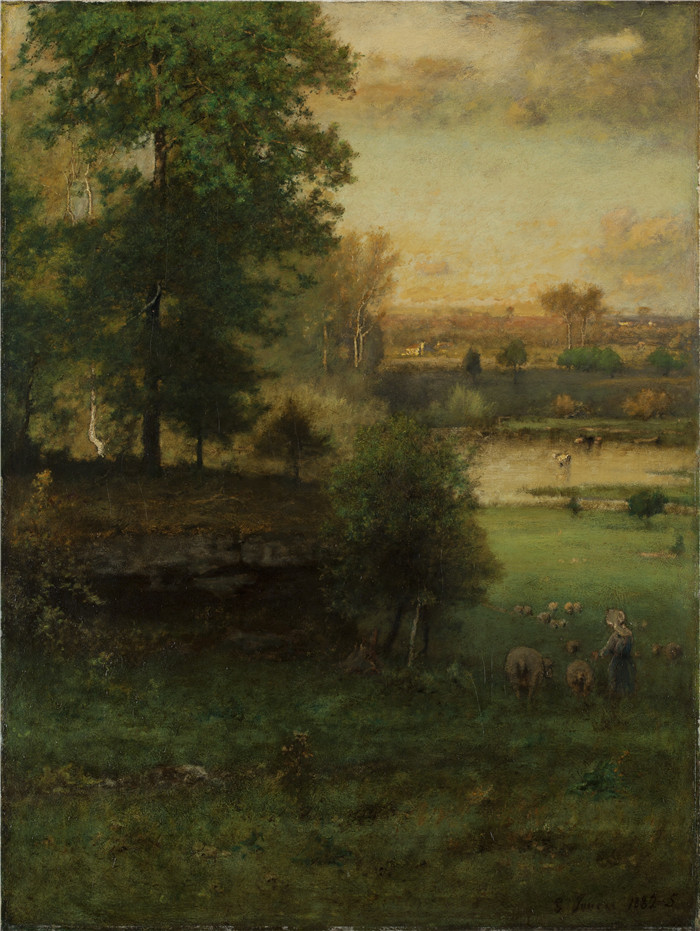 《达勒姆场景》乔治·英尼斯（George Inness）油画-Scene at Durham 