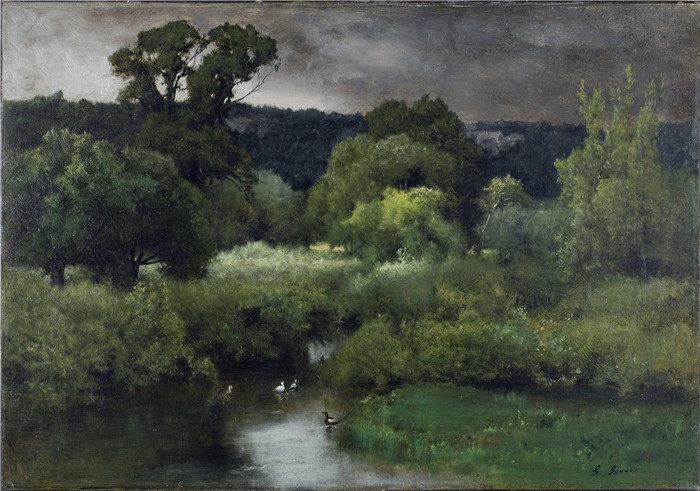 乔治·英尼斯（George Inness）油画-灰色的洛厄里日A Gray, Lowery Day (1877)