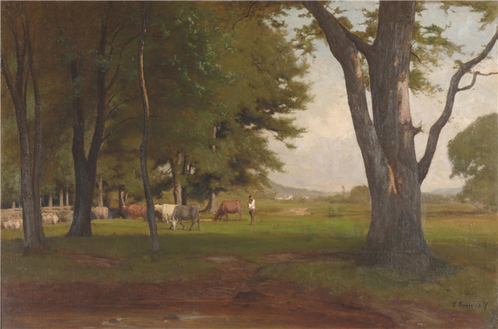 《夏日风景》乔治·英尼斯（George Inness）油画-Summer Landscape (1876)