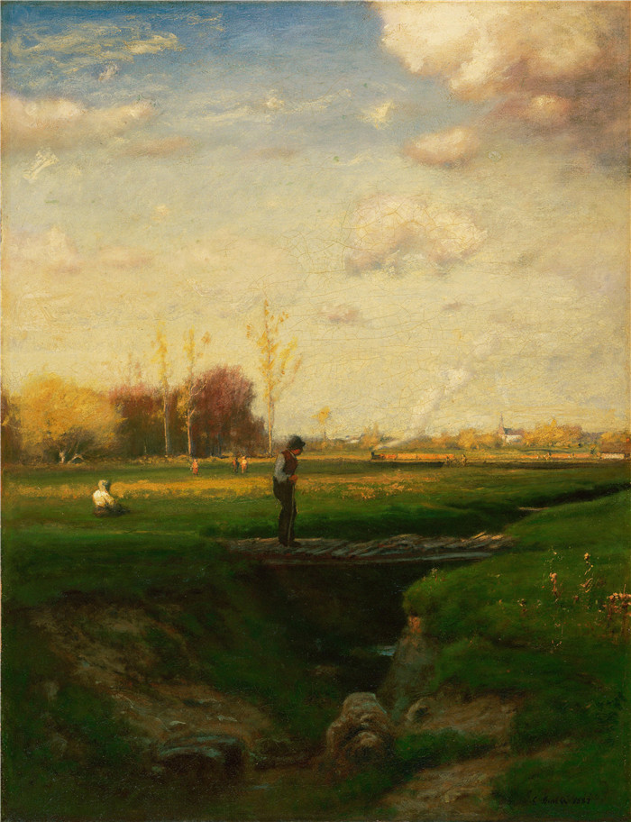 乔治·英尼斯（George Inness）油画-新泽西州沃琼站捷径