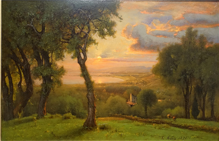 《特拉西梅诺湖》乔治·英尼斯（George Inness）油画-Lake Trasimeno 