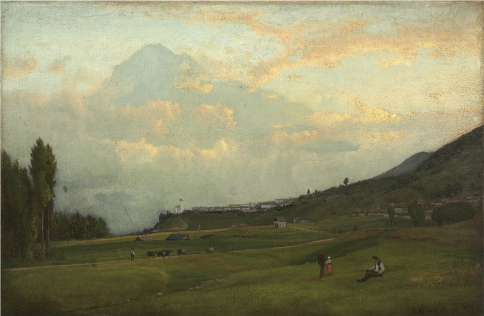 《意大利卡多尔河谷》乔治·英尼斯（George Inness）油画-Valley of Cadore, Italy (1873)