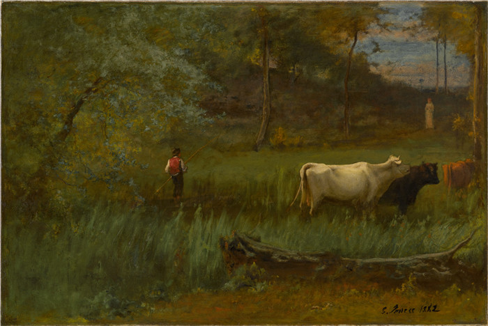 《田园诗》乔治·英尼斯（George Inness）油画-A Pastoral (1880s)